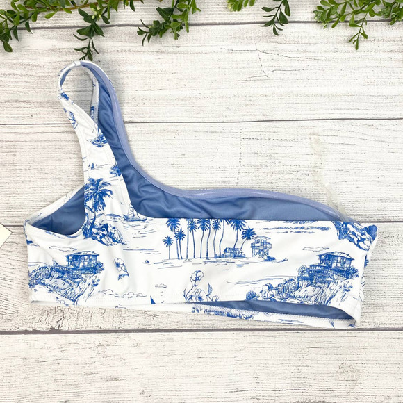NEW Ladies C&C California Toile Days Beach Print One Shoulder Bikini Top LG - Picture 7 of 8